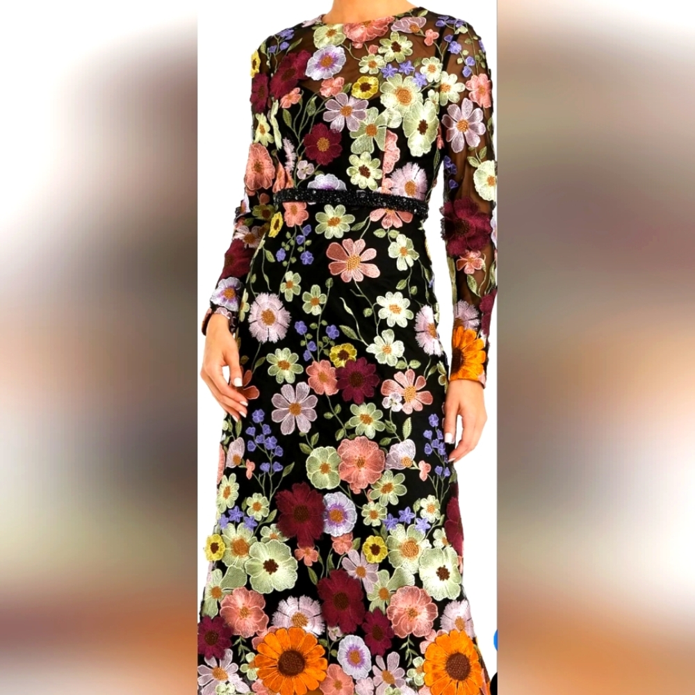 NWOT | MAC DUGGALHigh Neck Floral Embroidered A-Line Dress 68462 | 4